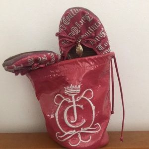 Juicy couture pink flats with pouch